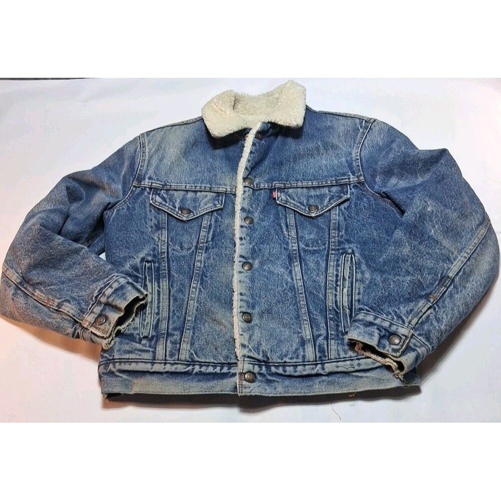 Levis Sherpa Lined Denim Trucker Jacket USA Made Mens 38R M VTG Retro